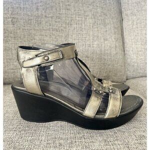 Naot Flirt Platform Wedge Sandal Antiqued Silver Leather Gladiator EU 43 US 12